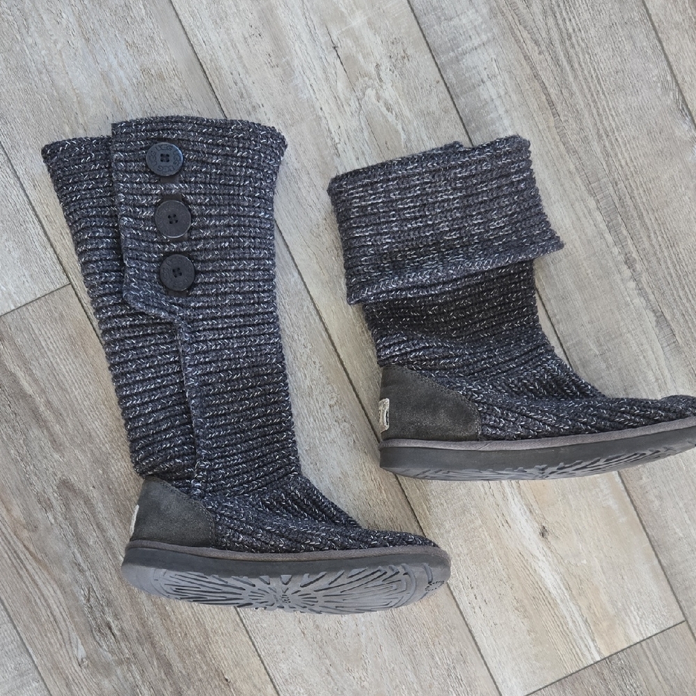 UGG Charcoal Knit Boots Size 8